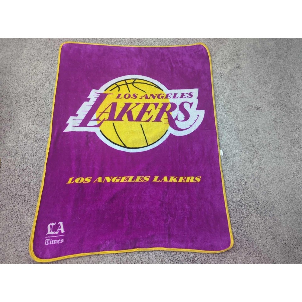 Los Angeles Lakers Throw Blanket Fleece Purple‎ Gold NBA LA Times 42"x56"